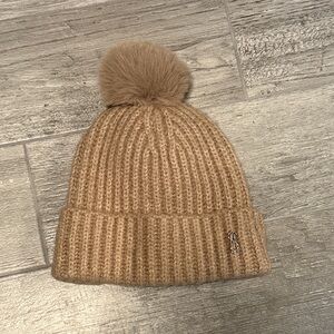 Brown beige pompon hat